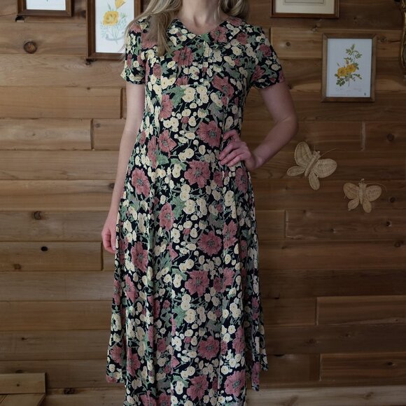 Vintage 1990s Dress Women's US size 6 M Floral Print 90s Dresses Retro Thrift - Picture 5 of 10